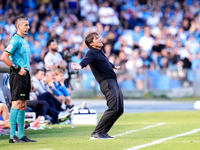 Antonio Conte Head Coach of SSC Napoli reacts during the serie Serie A Enilive match between SSC Napoli and Atalanta BC at Stadio Diego Arma...