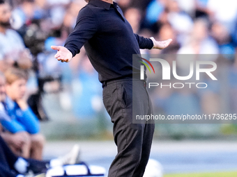 Antonio Conte Head Coach of SSC Napoli reacts during the serie Serie A Enilive match between SSC Napoli and Atalanta BC at Stadio Diego Arma...