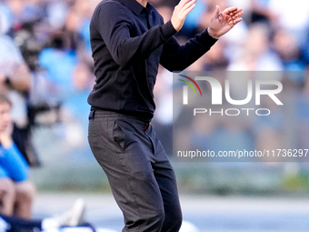 Antonio Conte Head Coach of SSC Napoli reacts during the serie Serie A Enilive match between SSC Napoli and Atalanta BC at Stadio Diego Arma...