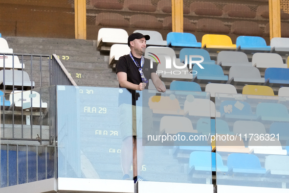 Only one supporter of Atalanta BC in the stand during the serie Serie A Enilive match between SSC Napoli and Atalanta BC at Stadio Diego Arm...