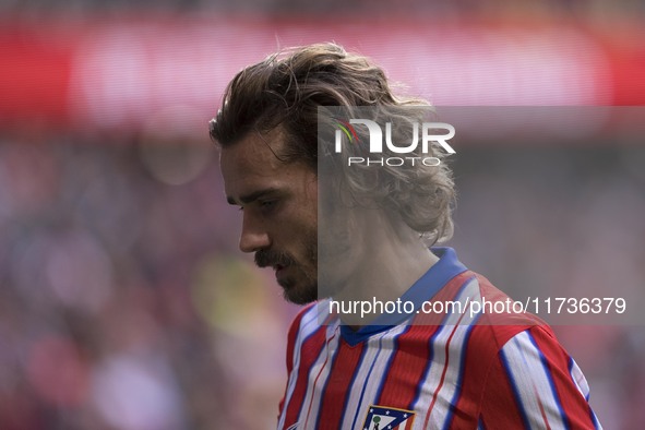 Antoine Griezmann of Atletico de Madrid participates in the La Liga 2024/25 match between Atletico de Madrid and Las Palmas at Riyadh Air Me...