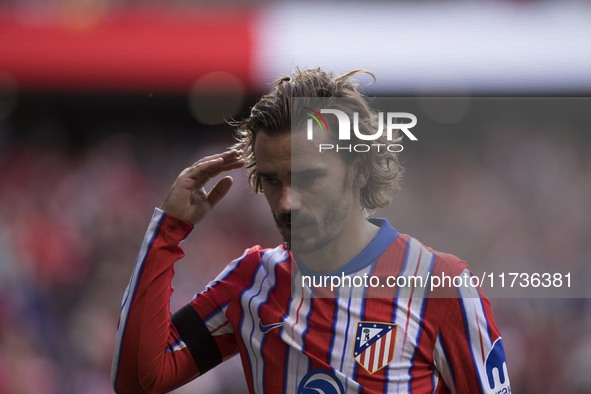 Antoine Griezmann of Atletico de Madrid participates in the La Liga 2024/25 match between Atletico de Madrid and Las Palmas at Riyadh Air Me...