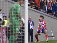 In Madrid, Spain, on November 3, Giuliano Simeone of Atletico de Madrid celebrates a goal during the La Liga 2024/25 match between Atletico...