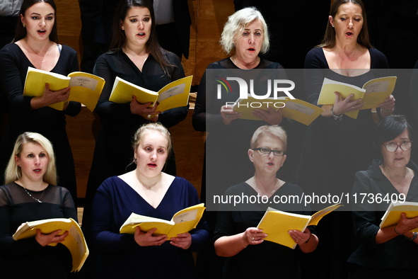 Singers perform during Eufonie Fesrival at the ICE Congress Center in Krakow, Poland on November 2, 2024. 