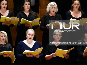 Singers perform during Eufonie Fesrival at the ICE Congress Center in Krakow, Poland on November 2, 2024. (