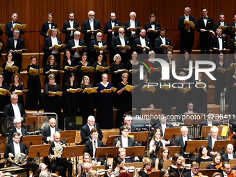 Musicians perform during Eufonie Festival at the ICE Congress Center in Krakow, Poland on November 2, 2024. (