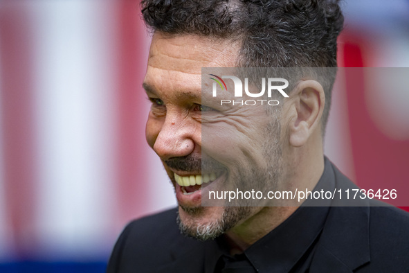 Diego Pablo Simeone, head coach of Atletico de Madrid, smiles during the La Liga EA Sports 2024/25 football match between Atletico de Madrid...