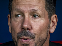 Diego Pablo Simeone, head coach of Atletico de Madrid, sits on the bench during the La Liga EA Sports 2024/25 football match between Atletic...