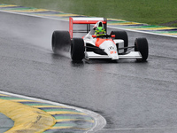 Lewis Hamilton pays tribute to Ayrton Senna during the Formula 1 Lenovo Grande Premio De Sao Paulo 2024 in Sao Paulo, Brazil, on November 3,...