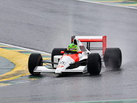 Lewis Hamilton pays tribute to Ayrton Senna during the Formula 1 Lenovo Grande Premio De Sao Paulo 2024 in Sao Paulo, Brazil, on November 3,...