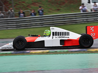 Lewis Hamilton pays tribute to Ayrton Senna during the Formula 1 Lenovo Grande Premio De Sao Paulo 2024 in Sao Paulo, Brazil, on November 3,...