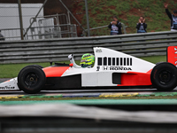 Lewis Hamilton pays tribute to Ayrton Senna during the Formula 1 Lenovo Grande Premio De Sao Paulo 2024 in Sao Paulo, Brazil, on November 3,...