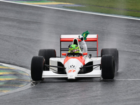 Lewis Hamilton pays tribute to Ayrton Senna during the Formula 1 Lenovo Grande Premio De Sao Paulo 2024 in Sao Paulo, Brazil, on November 3,...