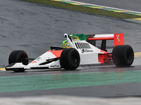 Lewis Hamilton pays tribute to Ayrton Senna during the Formula 1 Lenovo Grande Premio De Sao Paulo 2024 in Sao Paulo, Brazil, on November 3,...