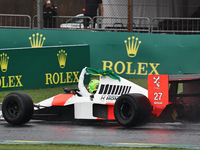 Lewis Hamilton pays tribute to Ayrton Senna during the Formula 1 Lenovo Grande Premio De Sao Paulo 2024 in Sao Paulo, Brazil, on November 3,...