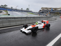 Lewis Hamilton pays tribute to Ayrton Senna during the Formula 1 Lenovo Grande Premio De Sao Paulo 2024 in Sao Paulo, Brazil, on November 3,...