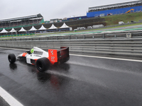 Lewis Hamilton pays tribute to Ayrton Senna during the Formula 1 Lenovo Grande Premio De Sao Paulo 2024 in Sao Paulo, Brazil, on November 3,...