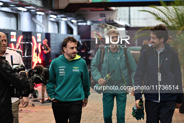 Fernando Alonso of Spain drives the (14) Aston Martin Aramco Cognizant F1 Team AMR24 Mercedes during the Formula 1 Lenovo Grande Premio De S...