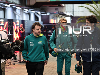 Fernando Alonso of Spain drives the (14) Aston Martin Aramco Cognizant F1 Team AMR24 Mercedes during the Formula 1 Lenovo Grande Premio De S...