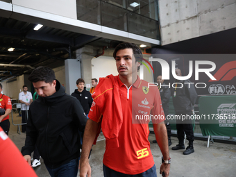 Carlos Sainz Jr. of Spain drives the (55) Scuderia Ferrari SF-24 Ferrari during the Formula 1 Lenovo Grande Premio De Sao Paulo 2024 in Sao...