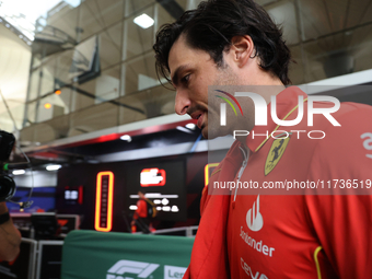 Carlos Sainz Jr. of Spain drives the (55) Scuderia Ferrari SF-24 Ferrari during the Formula 1 Lenovo Grande Premio De Sao Paulo 2024 in Sao...