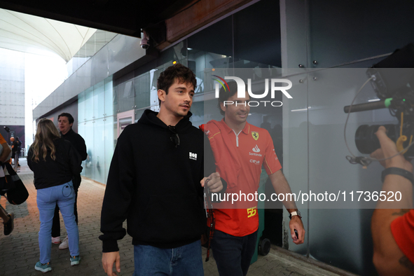 Charles Leclerc and Carlos Sainz Jr. participate in the Formula 1 Lenovo Grande Premio De Sao Paulo 2024 in Sao Paulo, Brazil, on November 3...