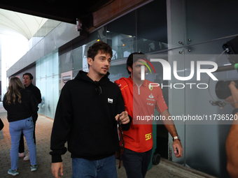 Charles Leclerc and Carlos Sainz Jr. participate in the Formula 1 Lenovo Grande Premio De Sao Paulo 2024 in Sao Paulo, Brazil, on November 3...