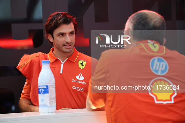 Carlos Sainz Jr. of Spain drives the (55) Scuderia Ferrari SF-24 Ferrari during the Formula 1 Lenovo Grande Premio De Sao Paulo 2024 in Sao...