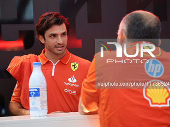 Carlos Sainz Jr. of Spain drives the (55) Scuderia Ferrari SF-24 Ferrari during the Formula 1 Lenovo Grande Premio De Sao Paulo 2024 in Sao...