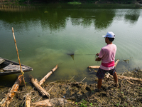 Jalangi River Is Almost Devoid Of Fish Due To Pollution. Casting A Net For Fish In A River Often Results In Garbage Arriving Instead Of Fish...