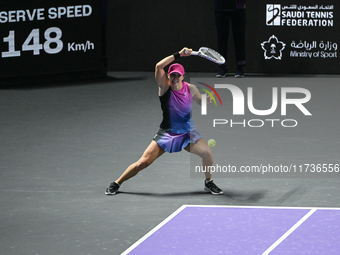 RIYADH, SAUDI ARABIA - NOVEMBER 03: Iga Swiatek of Poland during her match against Barbora Krejcikovas of Czech Republic on day 2 of the 202...