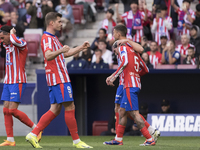 Alexander Sorloth of Atletico de Madrid celebrates a goal during the La Liga 2024/25 match between Atletico de Madrid and Las Palmas at Riya...