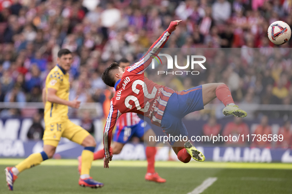 22q participates in the La Liga 2024/25 match between Atletico de Madrid and Las Palmas at Riyadh Air Metropolitano Stadium in Madrid, Spain...