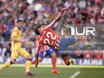 22q participates in the La Liga 2024/25 match between Atletico de Madrid and Las Palmas at Riyadh Air Metropolitano Stadium in Madrid, Spain...