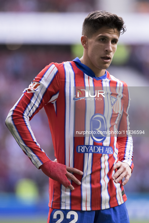 Giuliano Simeone of Atletico de Madrid participates in the La Liga 2024/25 match between Atletico de Madrid and Las Palmas at Riyadh Air Met...