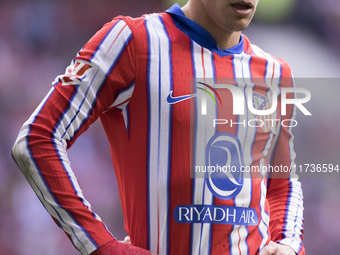 Giuliano Simeone of Atletico de Madrid participates in the La Liga 2024/25 match between Atletico de Madrid and Las Palmas at Riyadh Air Met...