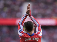 Giuliano Simeone of Atletico de Madrid greets fans during the La Liga 2024/25 match between Atletico de Madrid and Las Palmas at Riyadh Air...