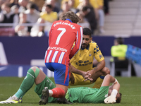 Jasper Cillessen of Las Palmas is injured during the La Liga 2024/25 match between Atletico de Madrid and Las Palmas at Riyadh Air Metropoli...