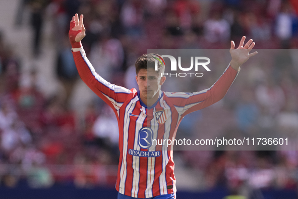 Giuliano Simeone of Atletico de Madrid participates in the La Liga 2024/25 match between Atletico de Madrid and Las Palmas at Riyadh Air Met...