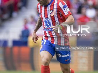 Javi Galan of Atletico de Madrid plays during the La Liga 2024/25 match between Atletico de Madrid and Las Palmas at Riyadh Air Metropolitan...