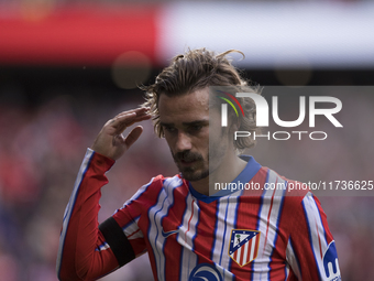 Antoine Griezmann of Atletico de Madrid participates in the La Liga 2024/25 match between Atletico de Madrid and Las Palmas at Riyadh Air Me...