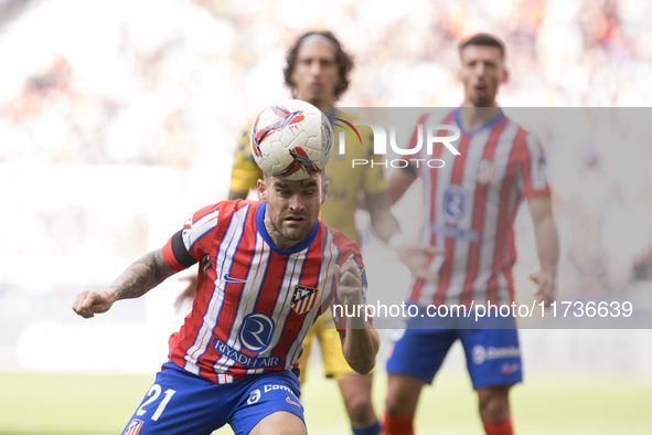 Javi Galan of Atletico de Madrid plays during the La Liga 2024/25 match between Atletico de Madrid and Las Palmas at Riyadh Air Metropolitan...