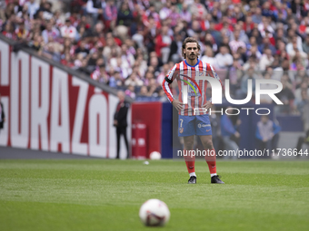 Antoine Griezmann of Atletico de Madrid participates in the La Liga 2024/25 match between Atletico de Madrid and Las Palmas at Riyadh Air Me...