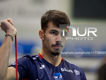 Daniel Chitigoi participates in a match of the PLUS Liga between Stal Nysa and ZAKSA Kedzierzyn Kozle in Nysa, Poland, on November 3, 2024....