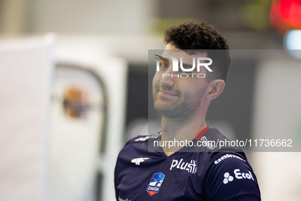 MARCIN JANUSZ participates in a match of the PLUS Liga between Stal Nysa and ZAKSA Kedzierzyn Kozle in Nysa, Poland, on November 3, 2024. 