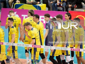 Stal Nysa plays a match in the PLUS Liga against ZAKSA Kedzierzyn Kozle in Nysa, Poland, on November 3, 2024. (