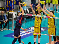 RAFAL SZYMURA participates in a match of the PLUS Liga between Stal Nysa and ZAKSA Kedzierzyn Kozle in Nysa, Poland, on November 3, 2024. (