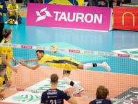 ...during a match of the PLUS Liga between Stal Nysa and ZAKSA Kedzierzyn Kozle in Nysa, Poland, on November 3, 2024. (