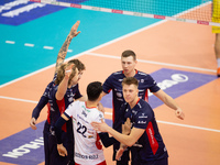 RAFAL SZYMURA participates in a match of the PLUS Liga between Stal Nysa and ZAKSA Kedzierzyn Kozle in Nysa, Poland, on November 3, 2024. (