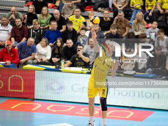 Nicolas Zerba participates in a match of the Plus Liga between Stal Nysa and ZAKSA Kedzierzyn Kozle in Nysa, Poland, on November 3, 2024. (